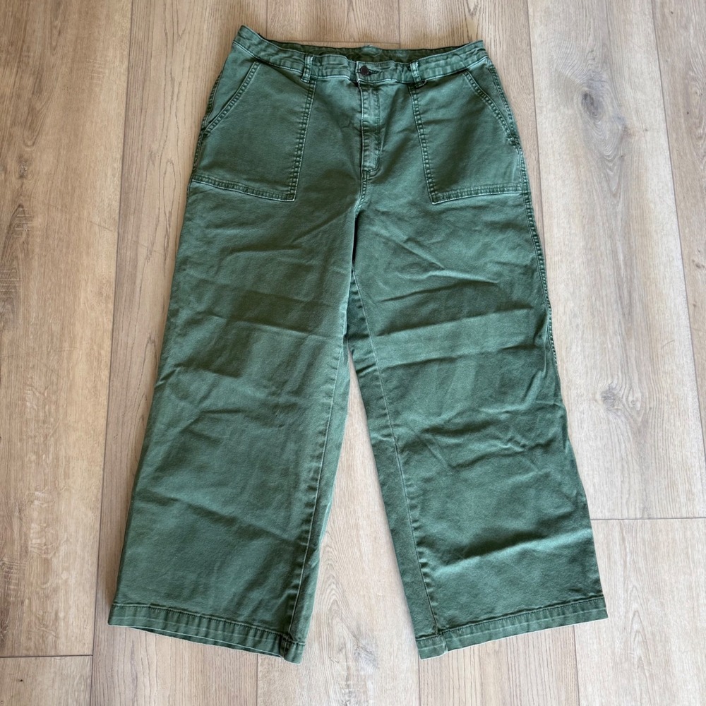 Universal Thread Olive Green High Rise Wide Leg Crop Utility Pants WMs 16/33 EUC